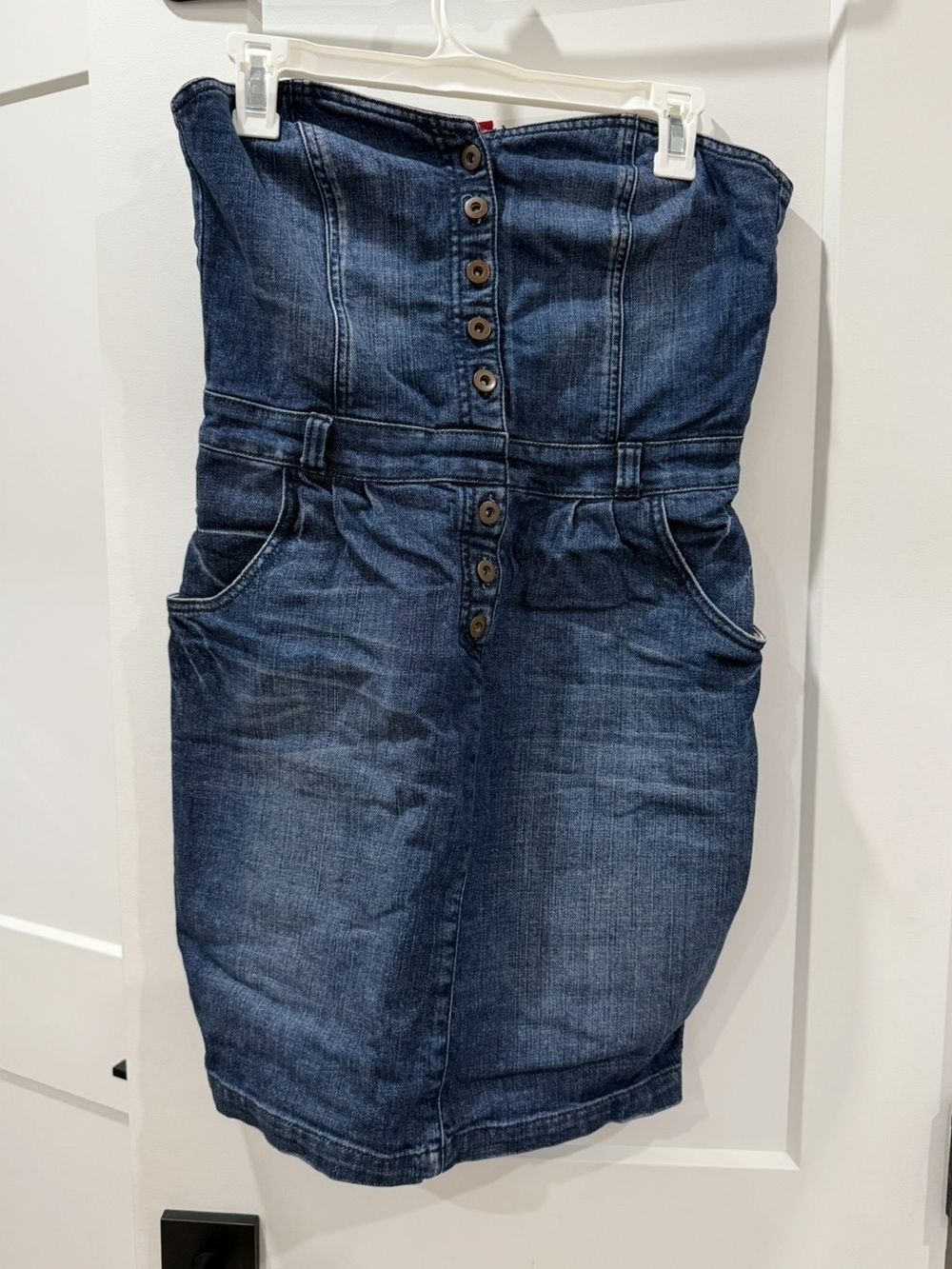 H&M Strapless Medium/Dark Wash Blue Denim Dress